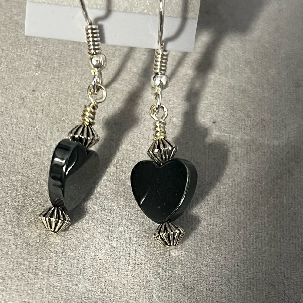 New Hemetite earrings with silver hooks